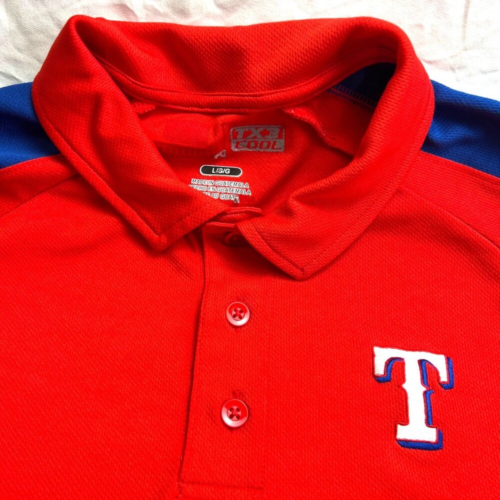 Texas Rangers Baseball TX3 Cool Red Polo Shirt Size L/G Mens Athletic Fit - Picture 2 of 10